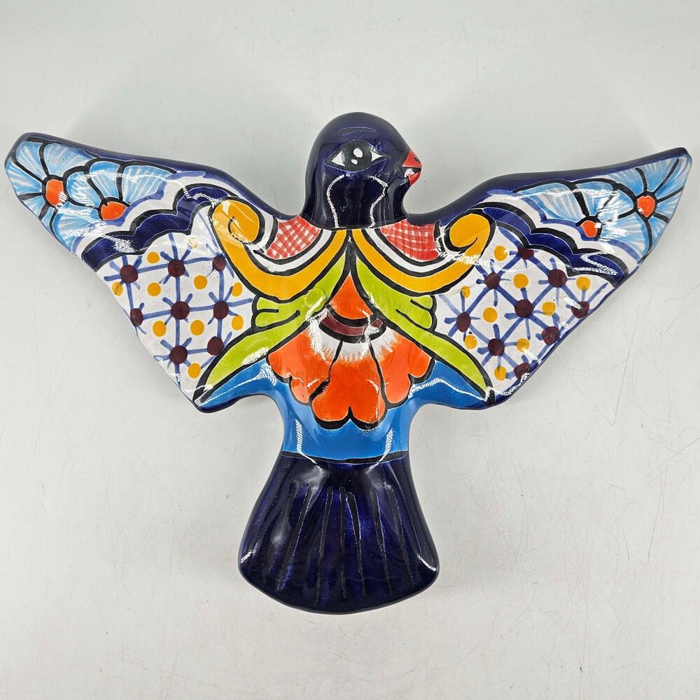 Vintage Hand Painted Talavera Ceramic Dove Bird Mexican Pottery Folk Art